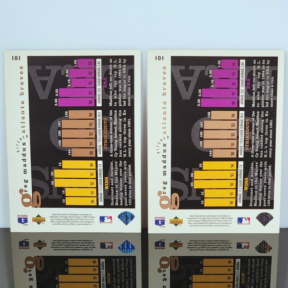 1995 Upper Deck SP 101 Greg Maddux Electric Diamond and Regular Issue - Picture 2 of 2